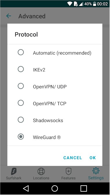 Surfshark中国-安卓应用程序-选择VPN协议