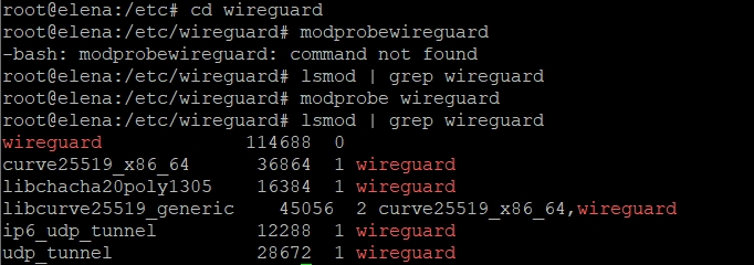 Show Wireguard Kernel Modules